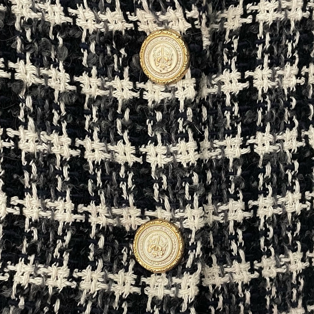 Zara Cropped Tweed Blazer Size XS Black Academia Classic Preppy office 3 - Picture 5 of 7